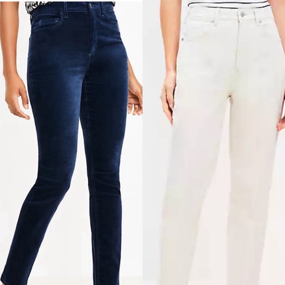 Loft white and blue velvet jeans size 6/28